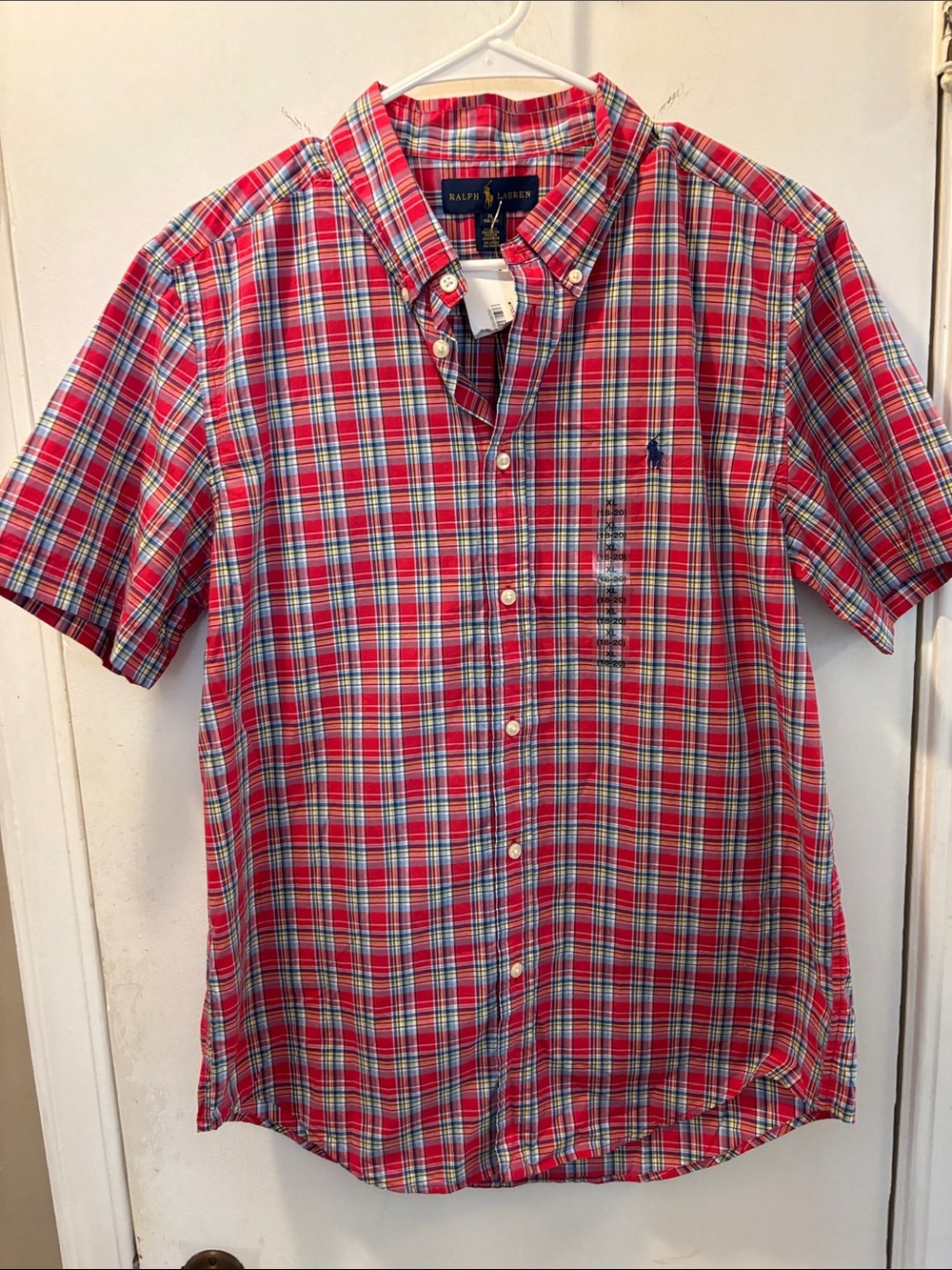 NWT Ralph Lauren boys XL 18-20 Plaid S/S Button-Down Shirt 26-312